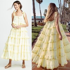 Innika Choo Iva Biig Scallop Frill Dress in Butter Yellow Size 2 / Medium